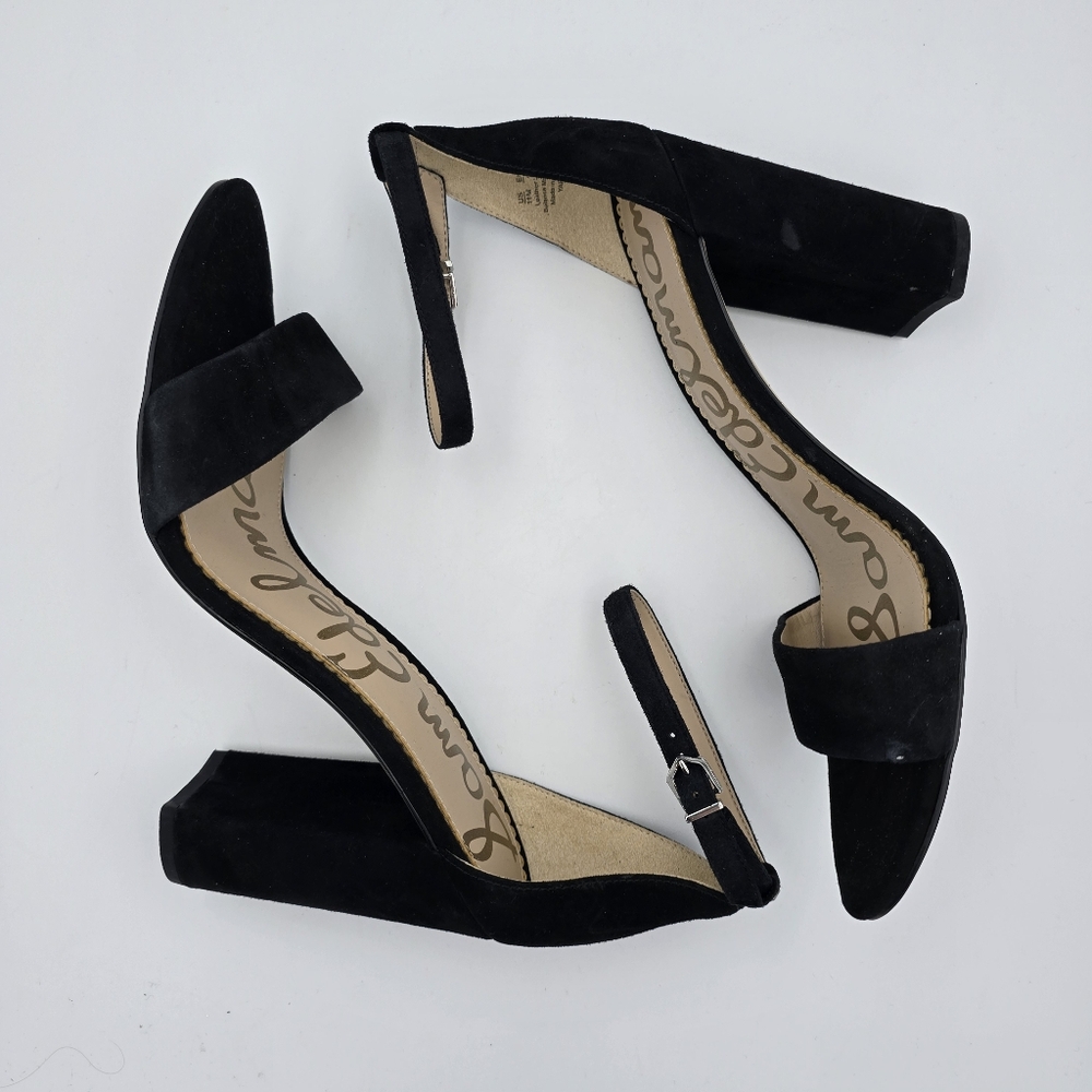 Sam Edelman Yaro Block Heel Ankle Strap Sandals, Black Suede, Women's 11M - Picture 15 of 16